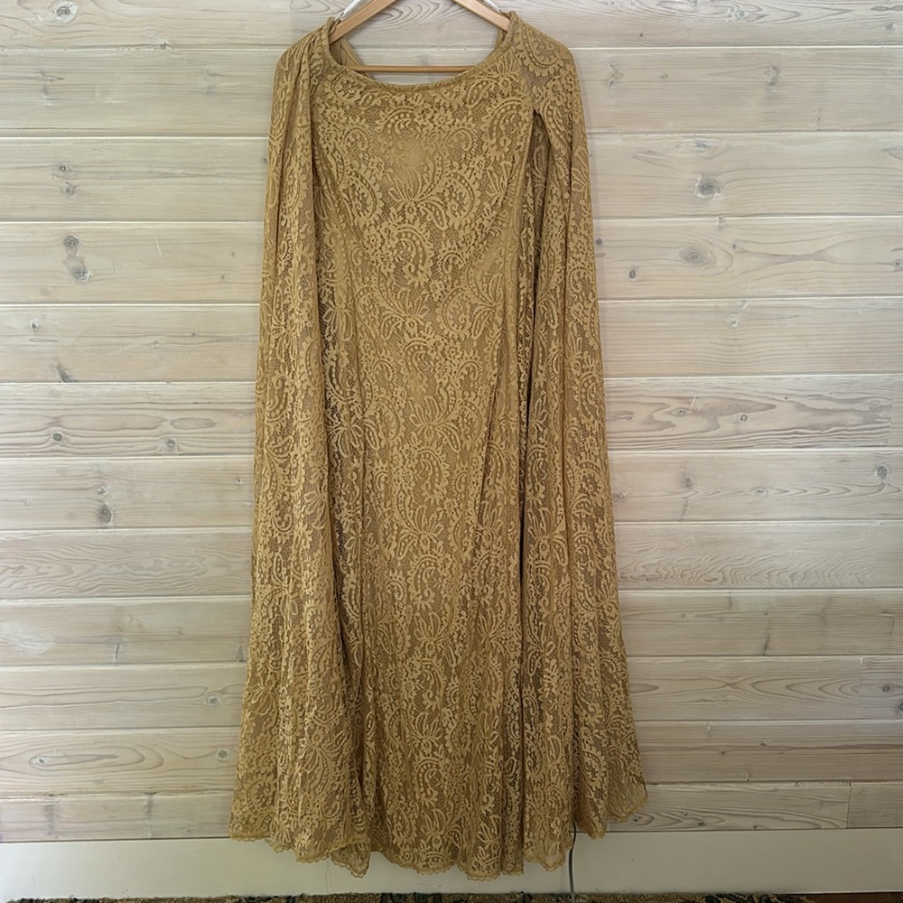 Tadashi Shoji Corded Floor Length Cape Gown - Picture 3 of 7